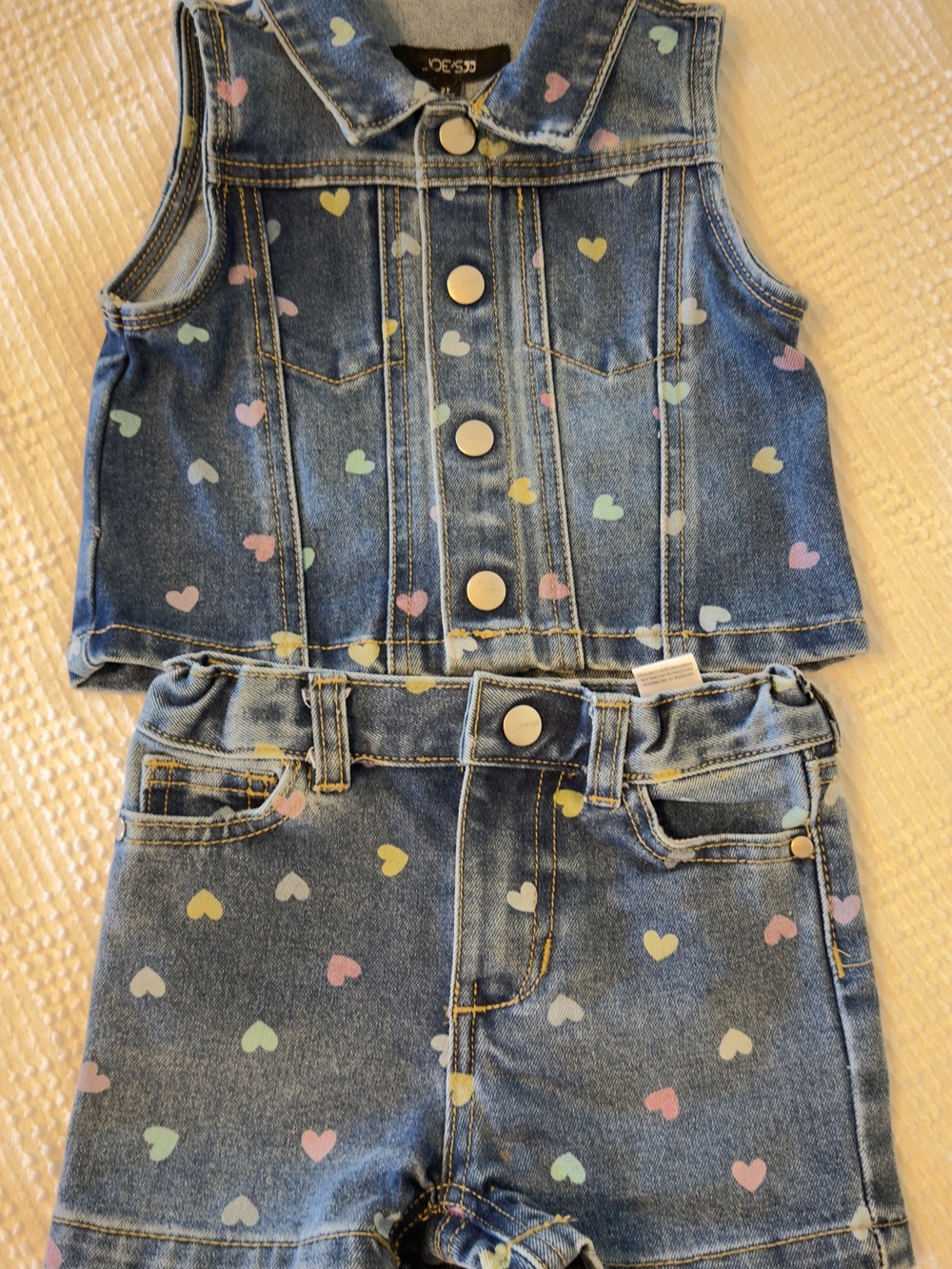 Joe’s Jeans Girls 2-Piece Denim Heart Vest & Shorts Set 2T